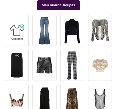 vários quadrados enfileirados, cada um com uma peça de roupa diferente