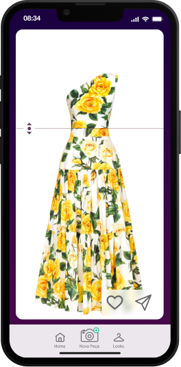 tela de um celular com um look formado por uma saia floral amarela e um top floral amarelo